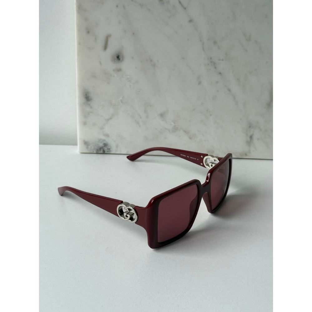 NEW Gucci GG1692SA Burgundy Square Mirror Lens Sunglasses - Picture 5 of 9